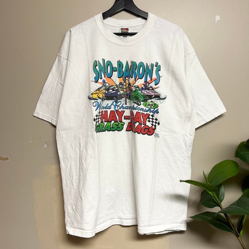Vintage 90s Sno-Barons World Championship Snowmobiles Graphic Shirt Mens XL